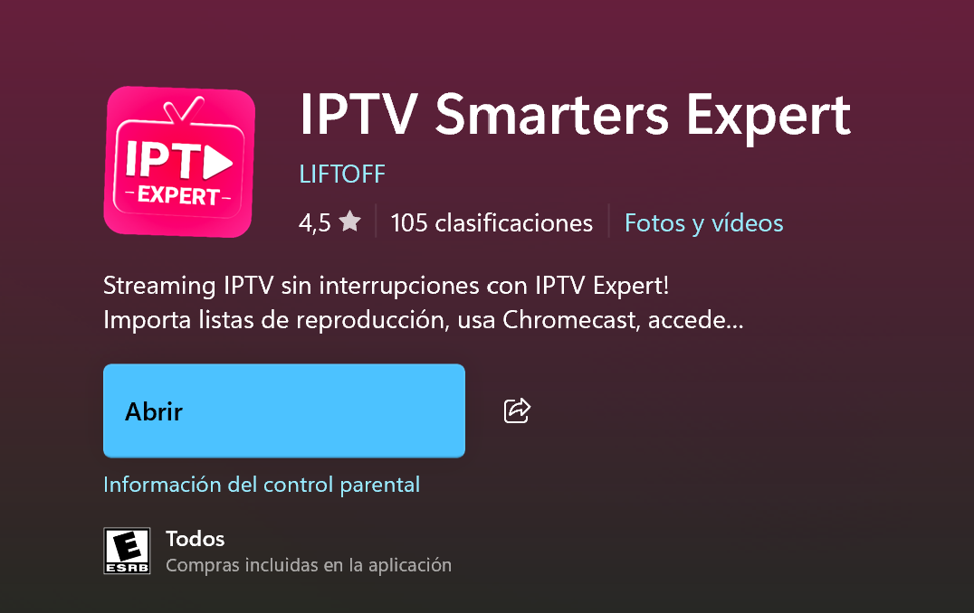 IPTV Smarters Expert en Microsoft Store